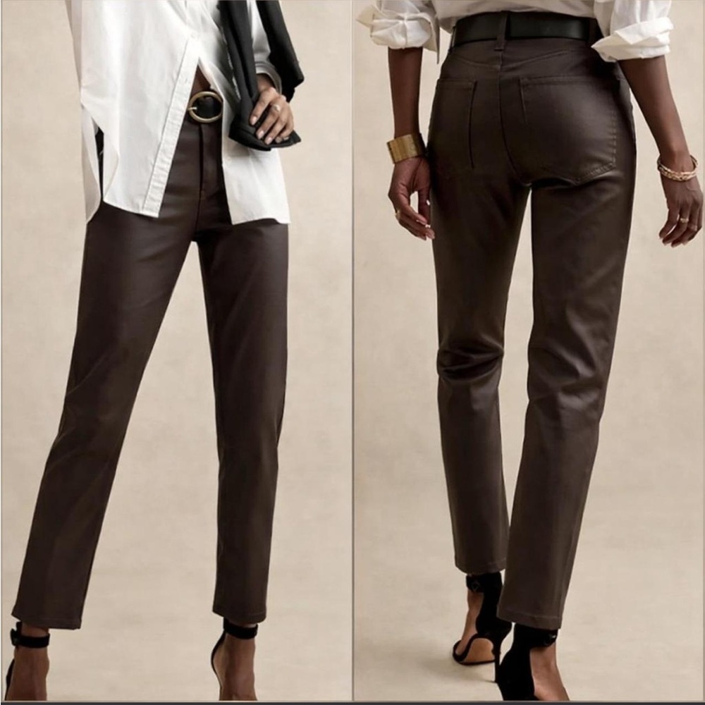 Banana Republic Brown Faux Leather Finish Denim Pants Size 30/10